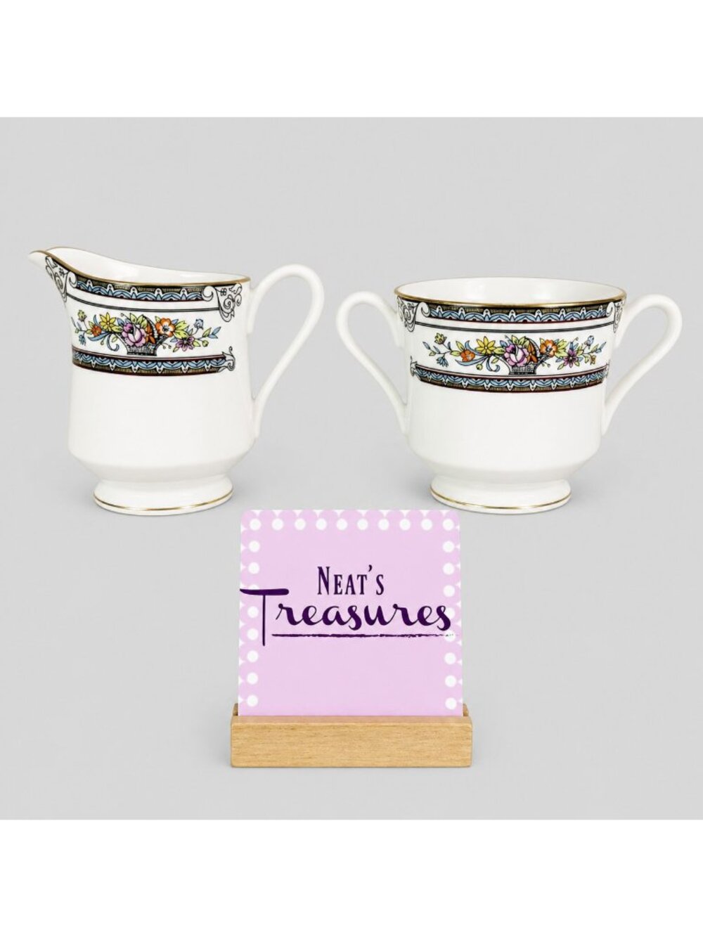 Mikasa CAMBRIDGE Floral Basket China Footed Creamer & Sugar Bowl Without Lid